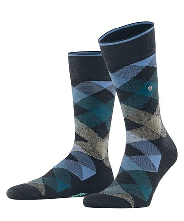 Burlington Men's Socks Newcastle Melange So Wool Patterned 1 Pair, Green Moss 7467, 40-46 on Sale